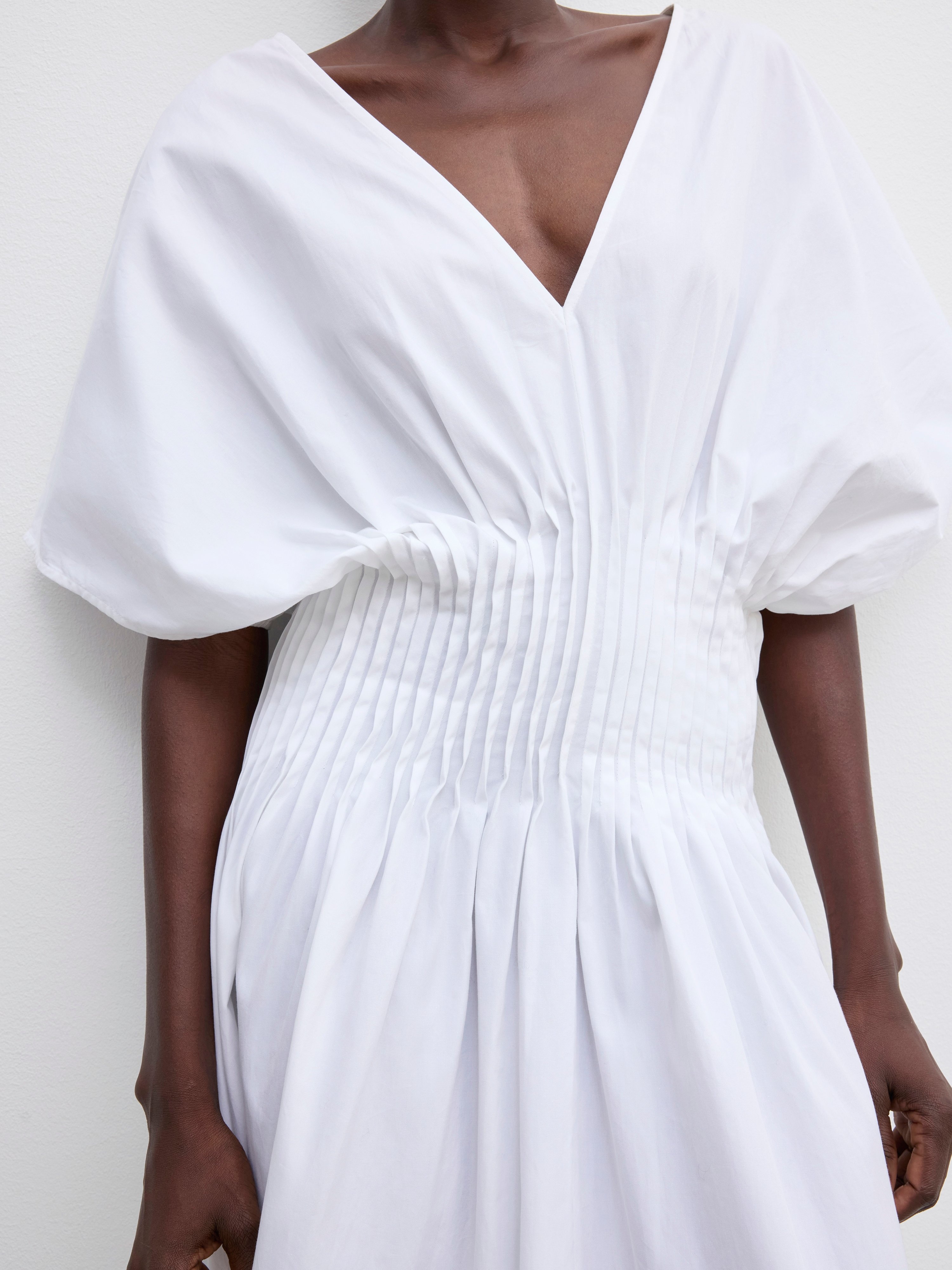 Poplin v-neck dress - 3