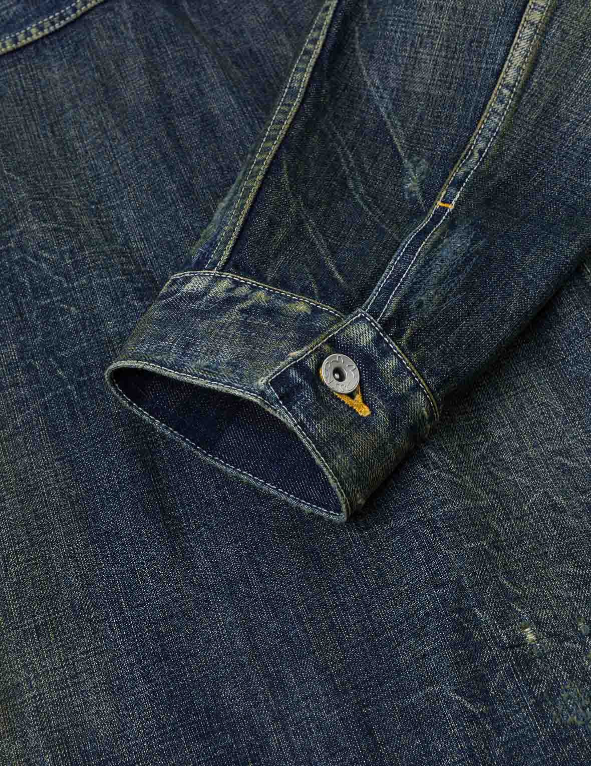 Washed Seagull Embroidery Relax Fit Denim Jacket - 12