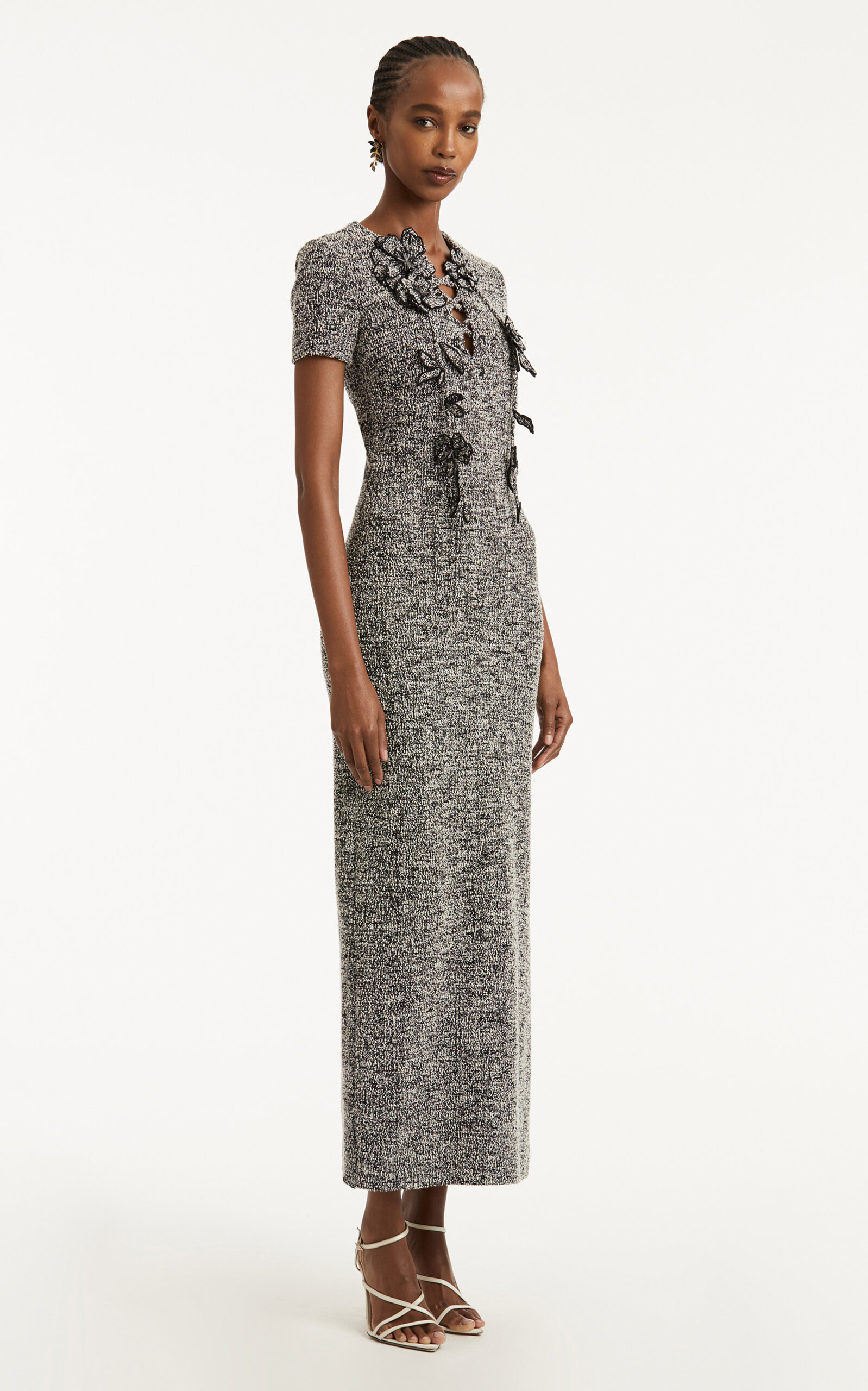 Bouclé Tweed Maxi Dress black/white - 3