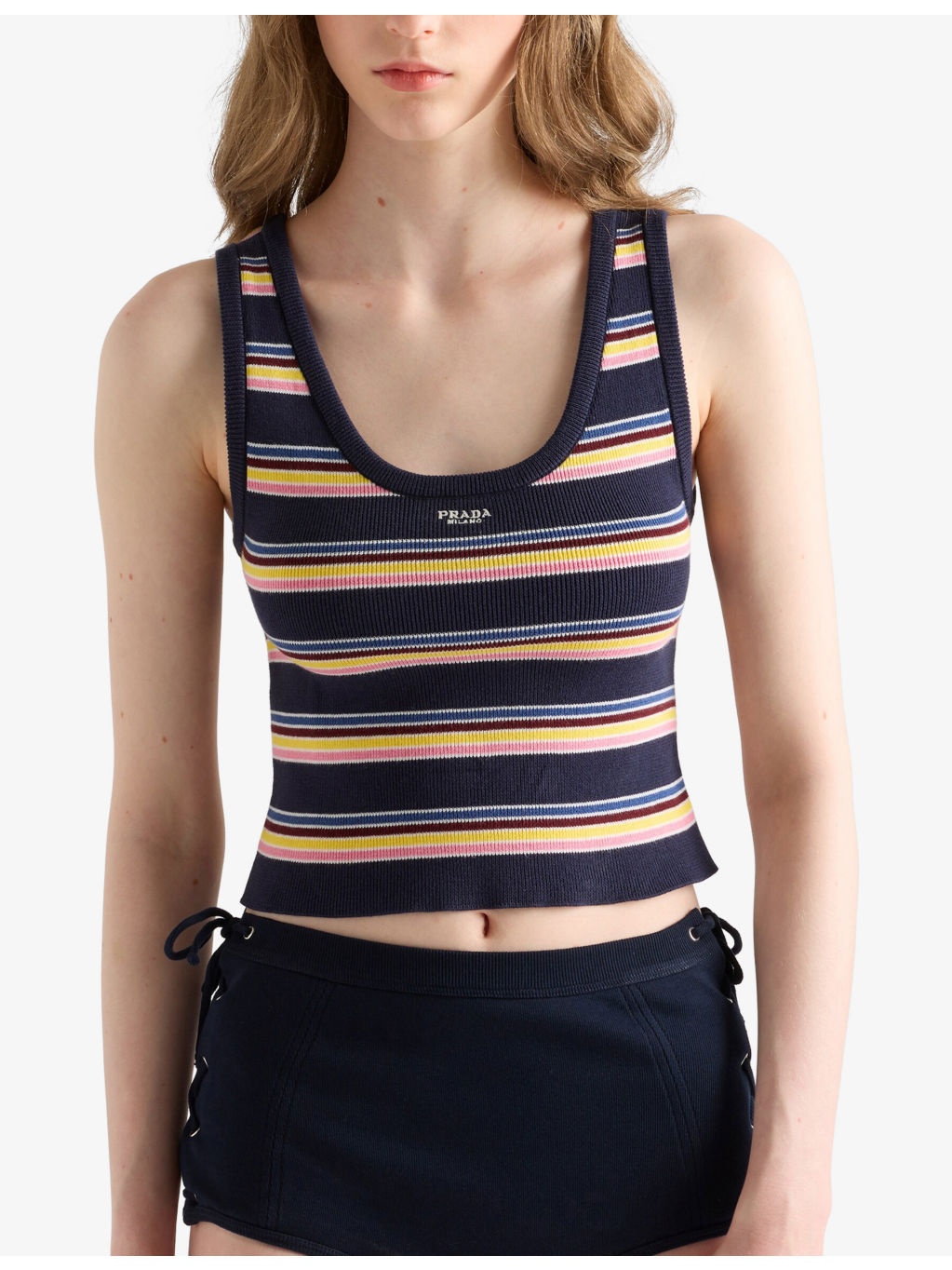 Brand-Embroidered Striped Cotton Tank Top - 3