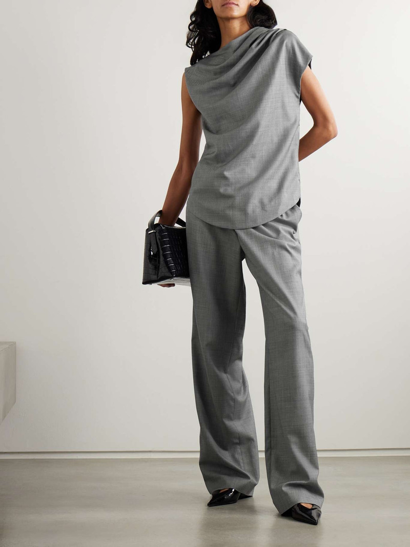 Loulou de Saison Lyra draped wool-twill blouse Gray outlook