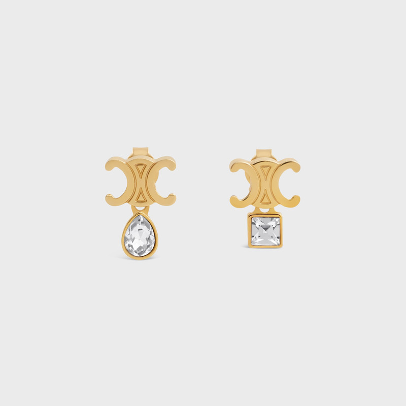 Triomphe Twinkle Earrings in Strass and Brass with Gold Finish 1