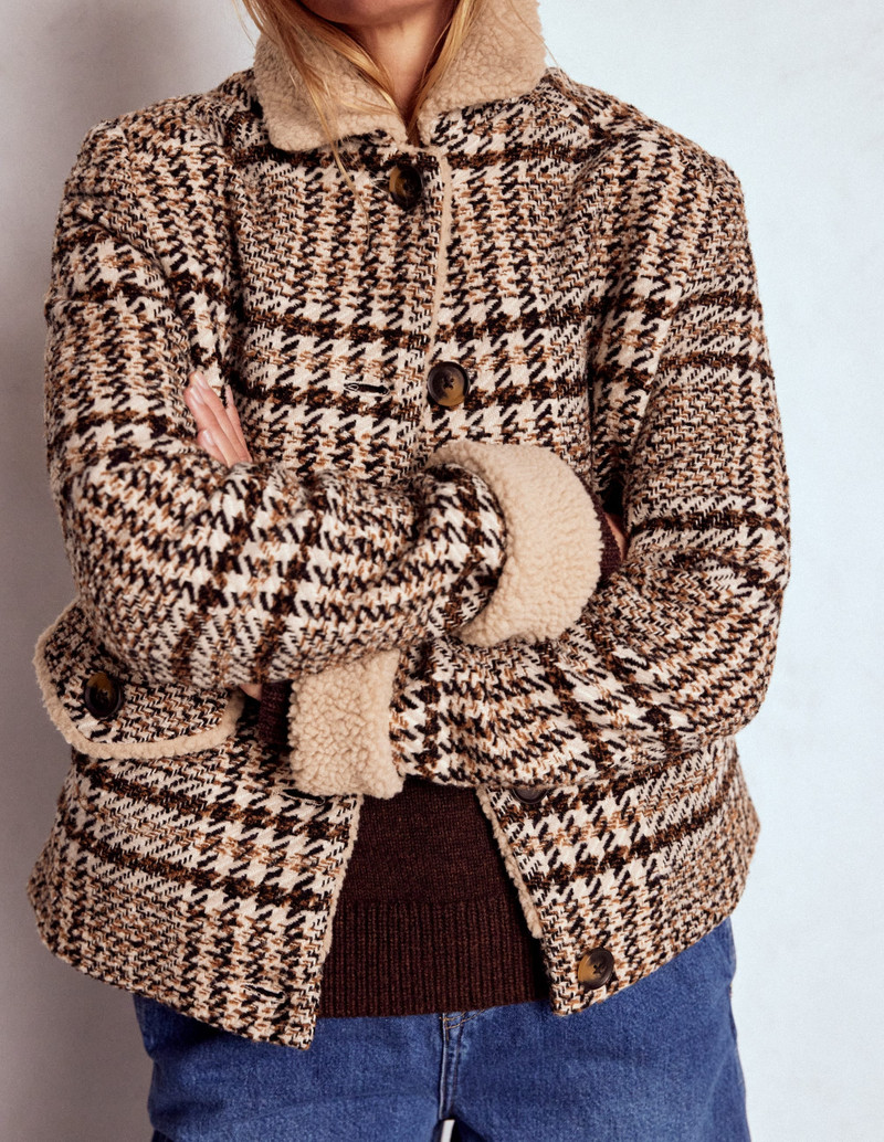 Stirling Check Coat-Ivory, Brown & Black Check 5