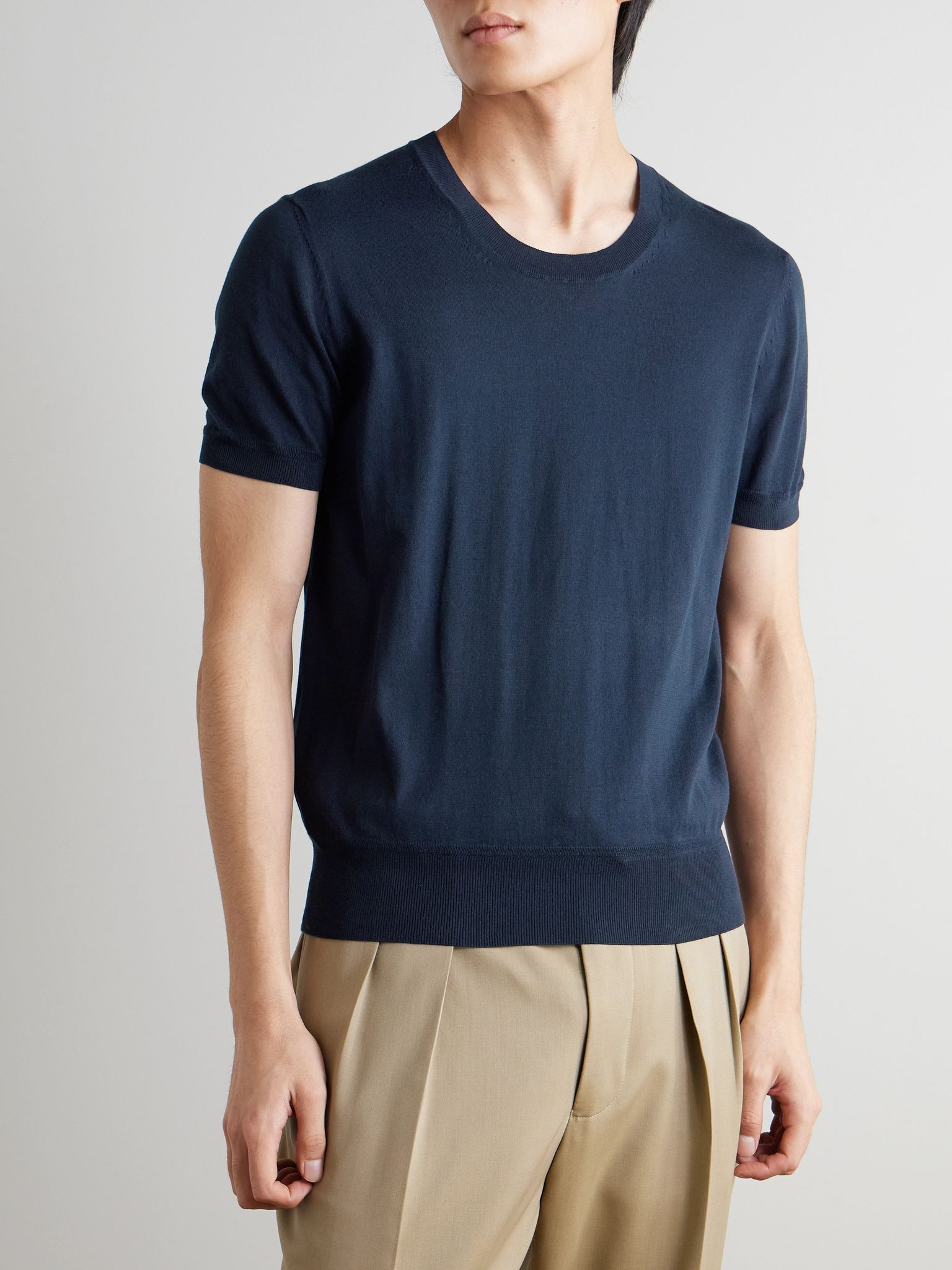 Slim-Fit Cotton T-Shirt Blue - 3