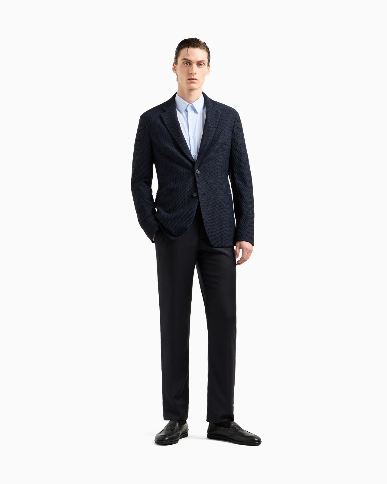 Stretch fabric shirt with collar stays - 2