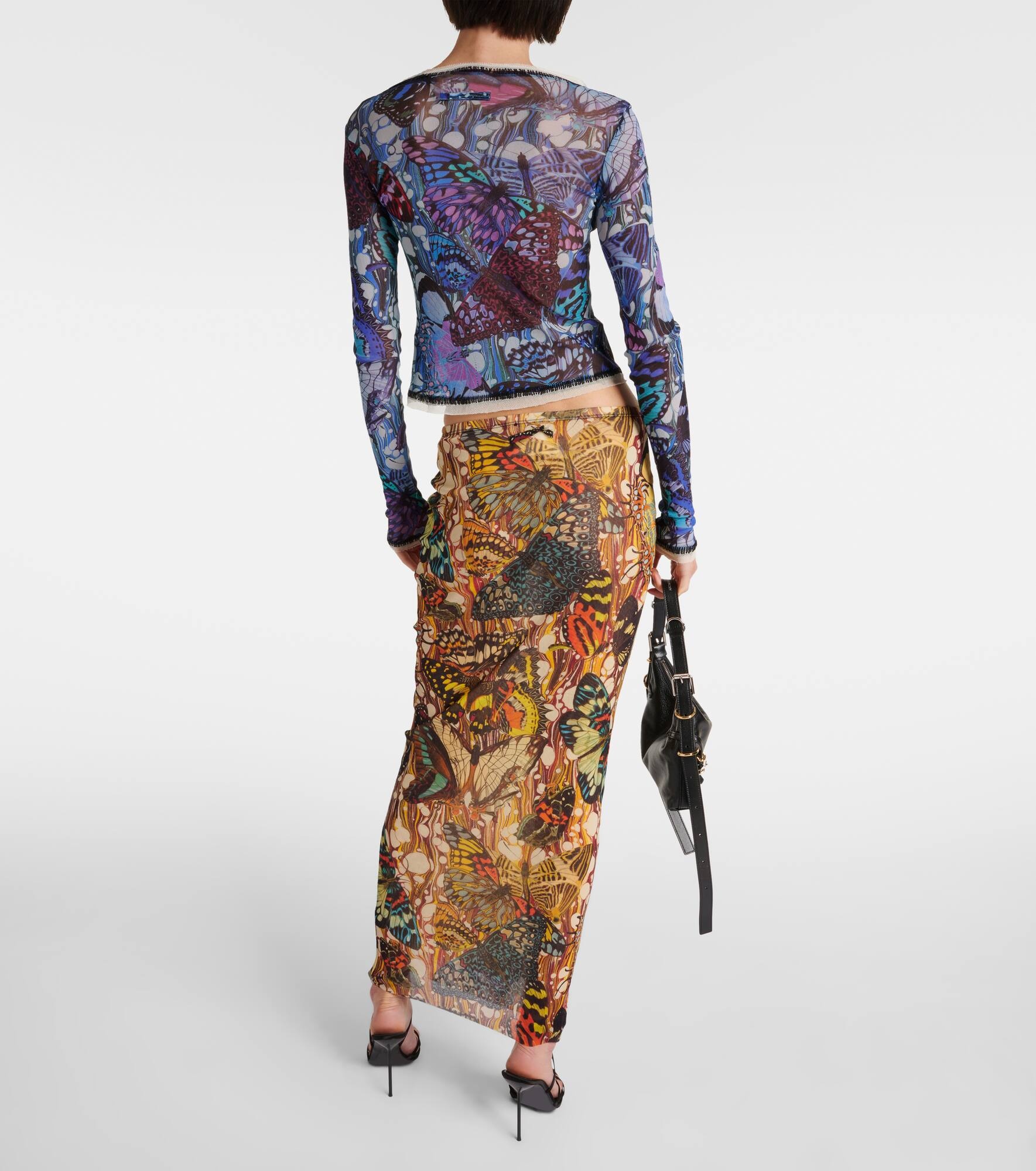 Printed mesh maxi skirt - 3