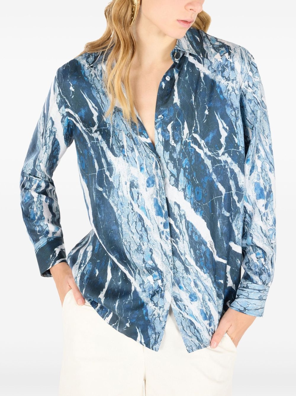 marble-print shirt - 6