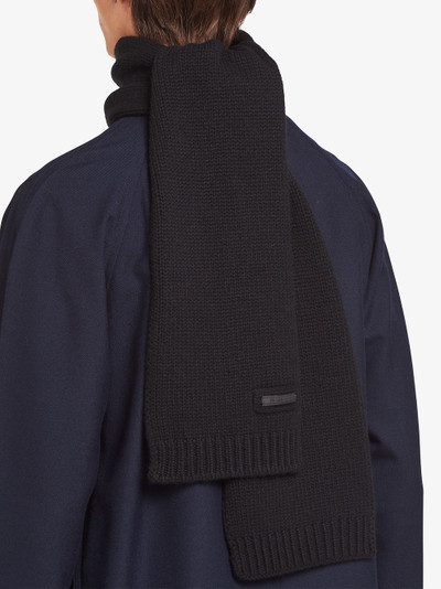 Prada logo patch cashmere scarf outlook