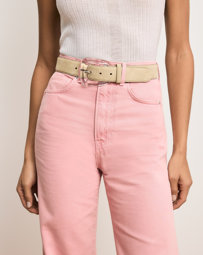 VERONICA BEARD ARCH RESIN-BUCKLE SUEDE BELT outlook