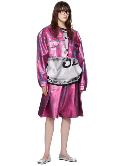 Doublet Pink Foil-Coated Denim Jacket