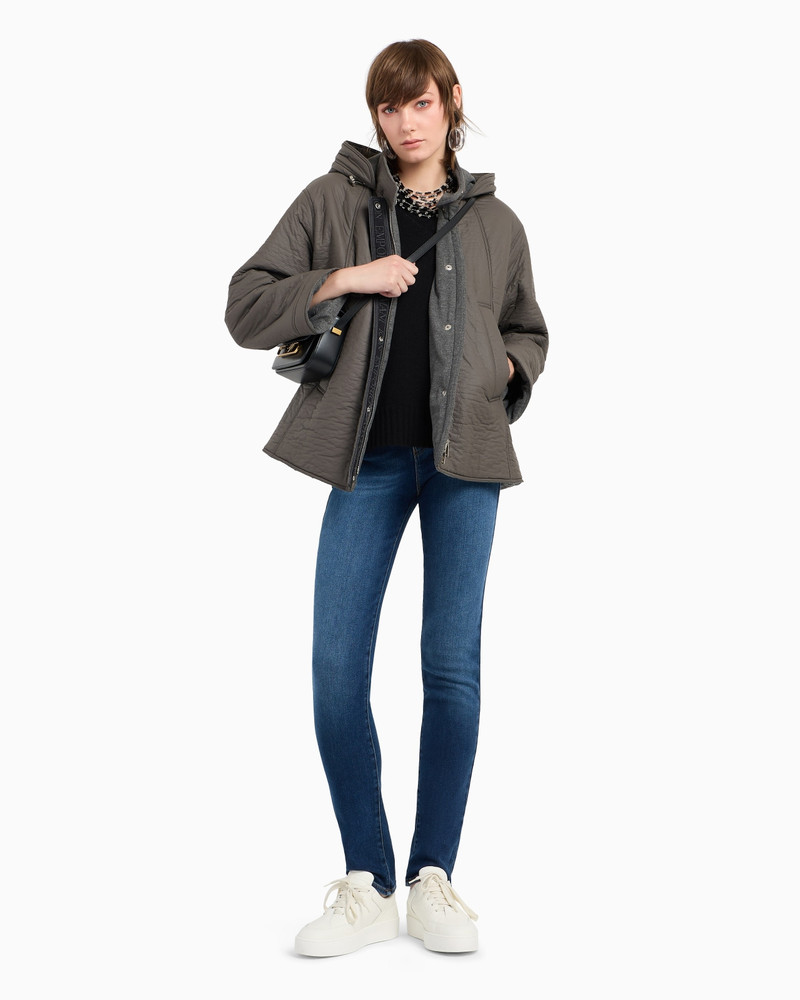 EMPORIO ARMANI ASV J18 high-waisted skinny-leg jeans in a worn-look organic stretch denim outlook