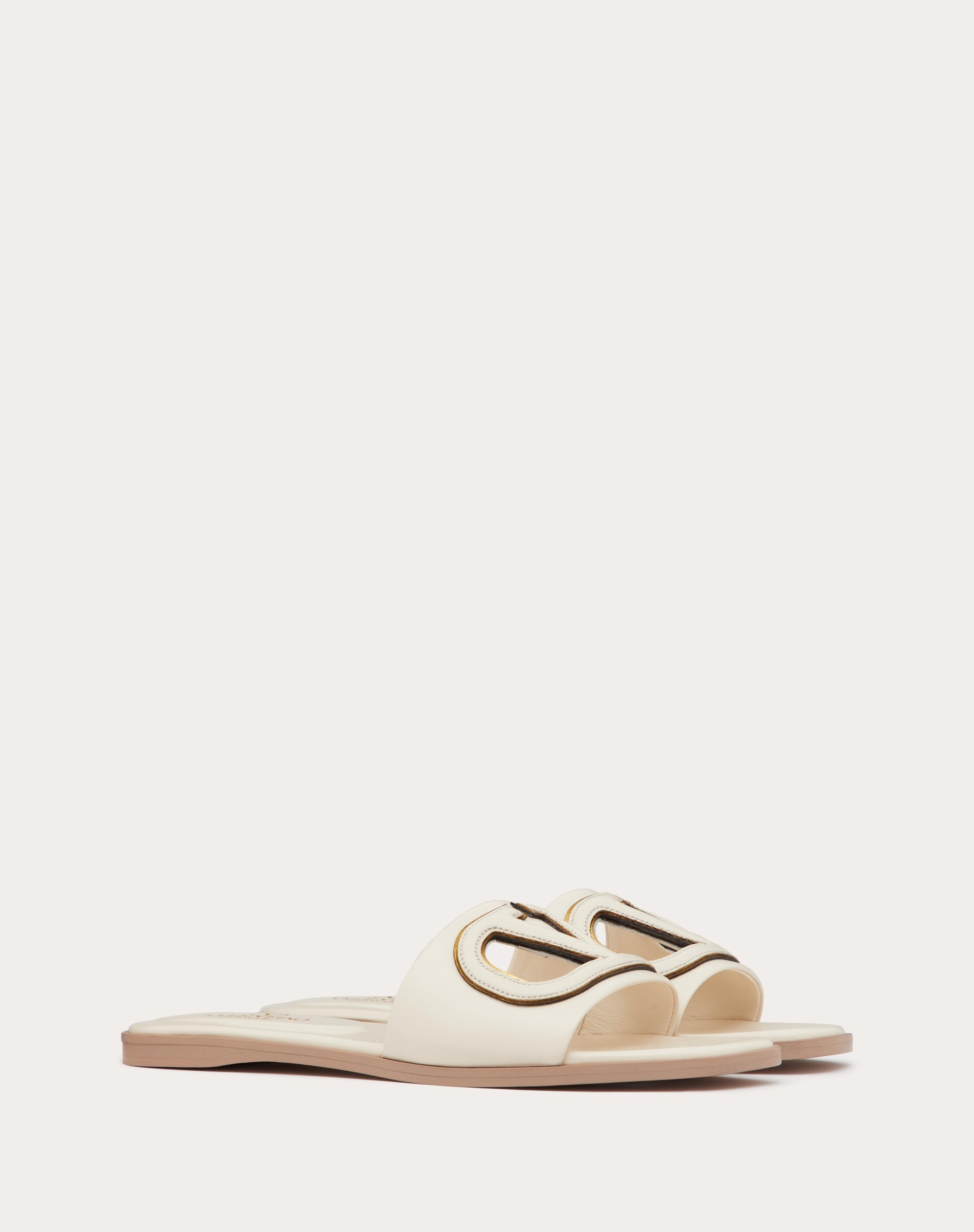 VLOGO CUT-OUT CALFSKIN SLIDE SANDAL - 2
