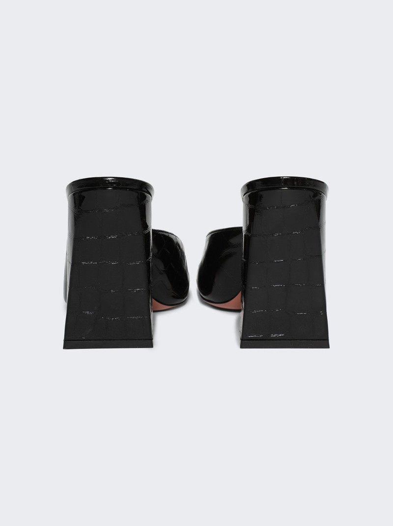 Amina Muaddi Charlotte Mules Black Patent Crocodile outlook