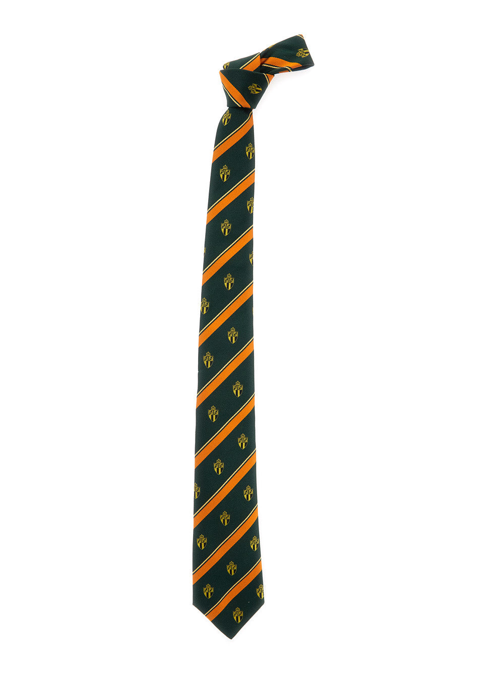 Fendi Men Blue Silk Tie With All-Over Fendi Crest Motif And All-Over Striped Motif In Silk Man - 1