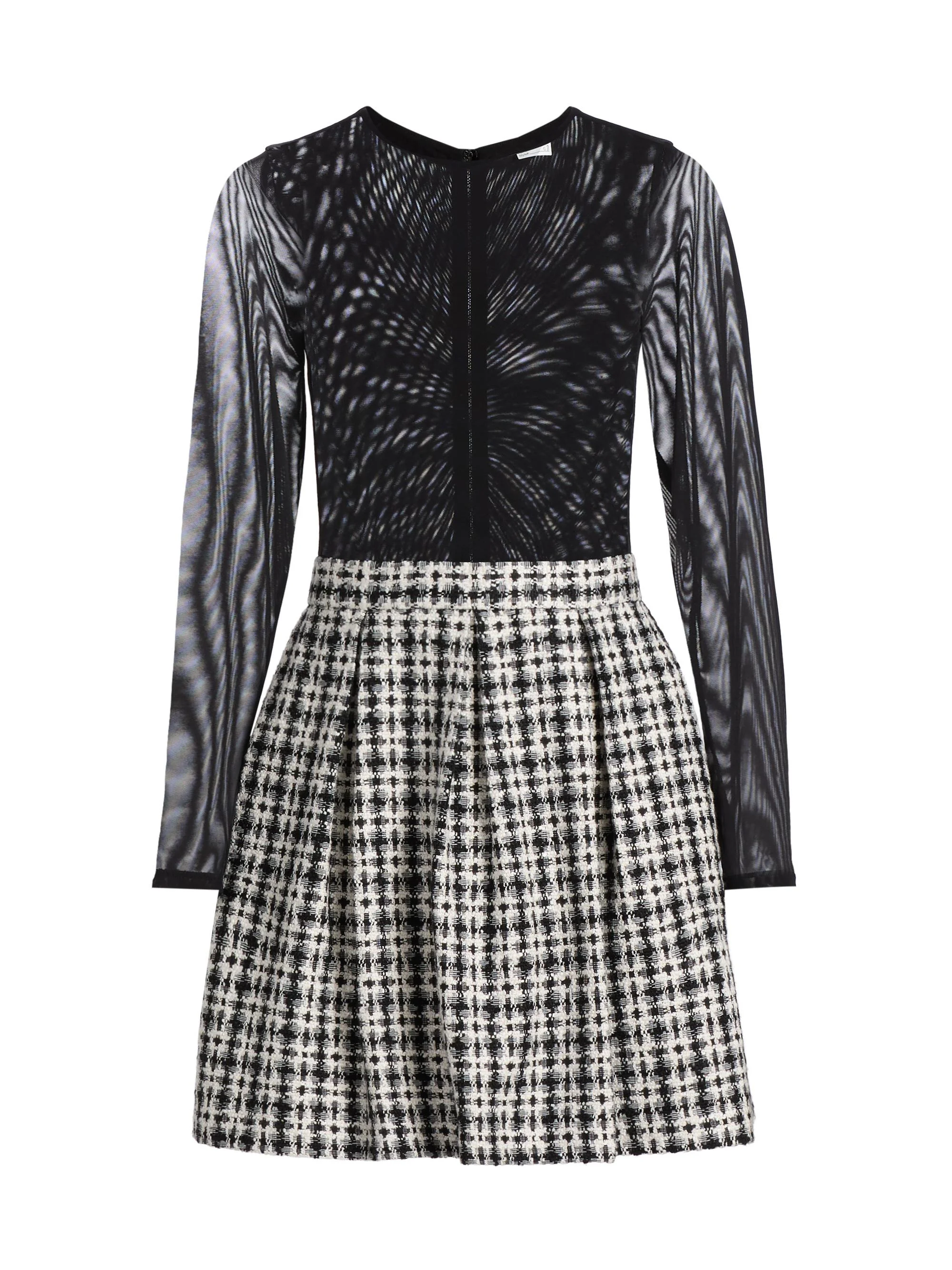 Women's Chara Mesh Flared Tweed Minidress - Black Off White - 1
