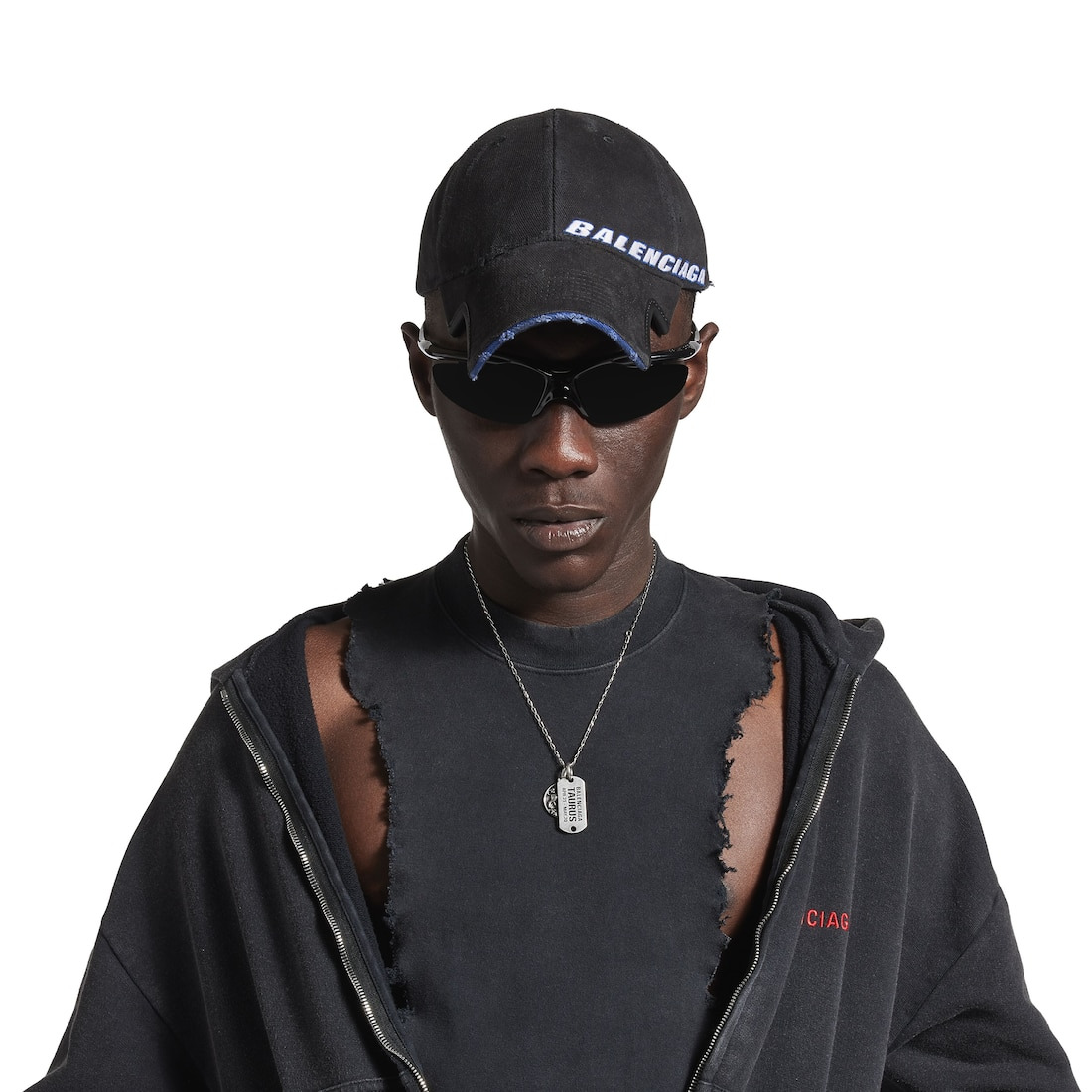 Men's Tilted Typo Cap in Black - 5