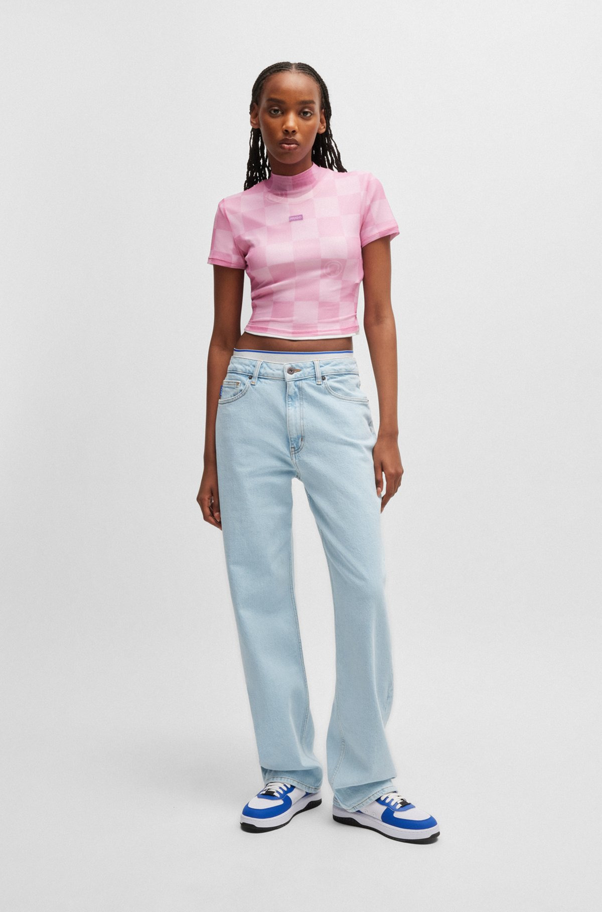 STRAIGHT-FIT JEANS IN LIGHT-BLUE STRETCH DENIM - 3