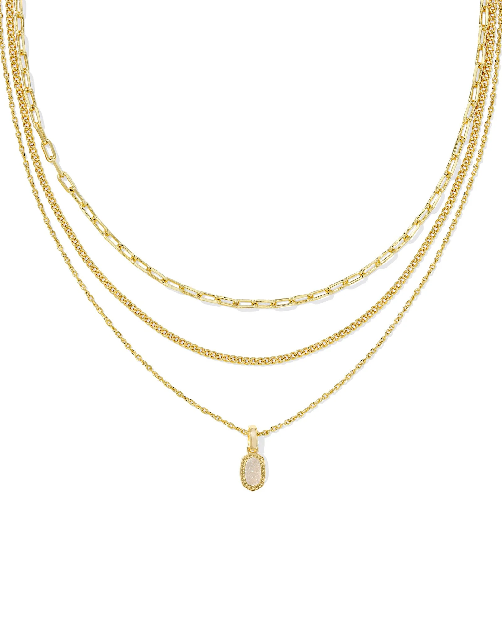Mini Elisa Gold Triple Strand Necklace - 1