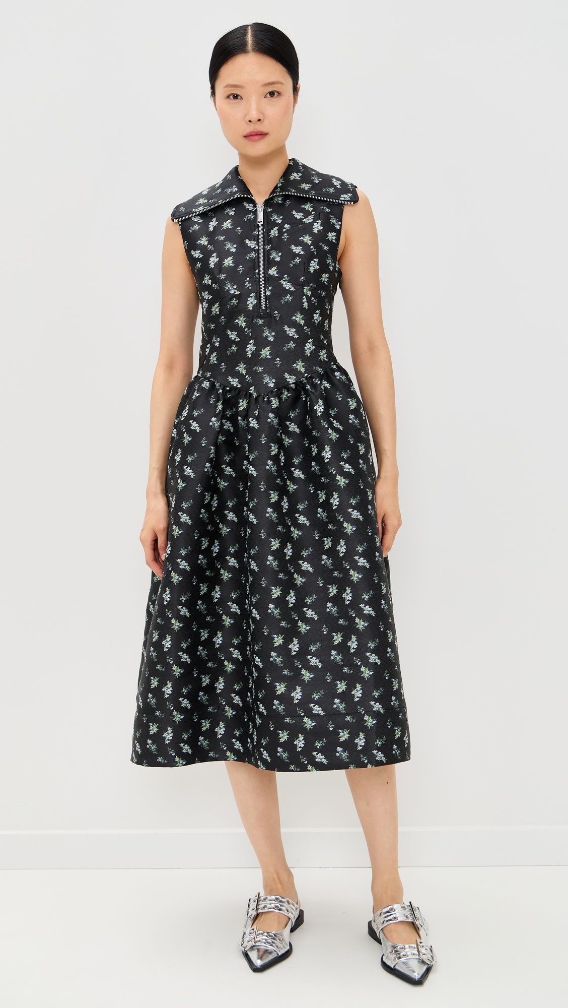 Floral Jacquard Midi Dress - 6