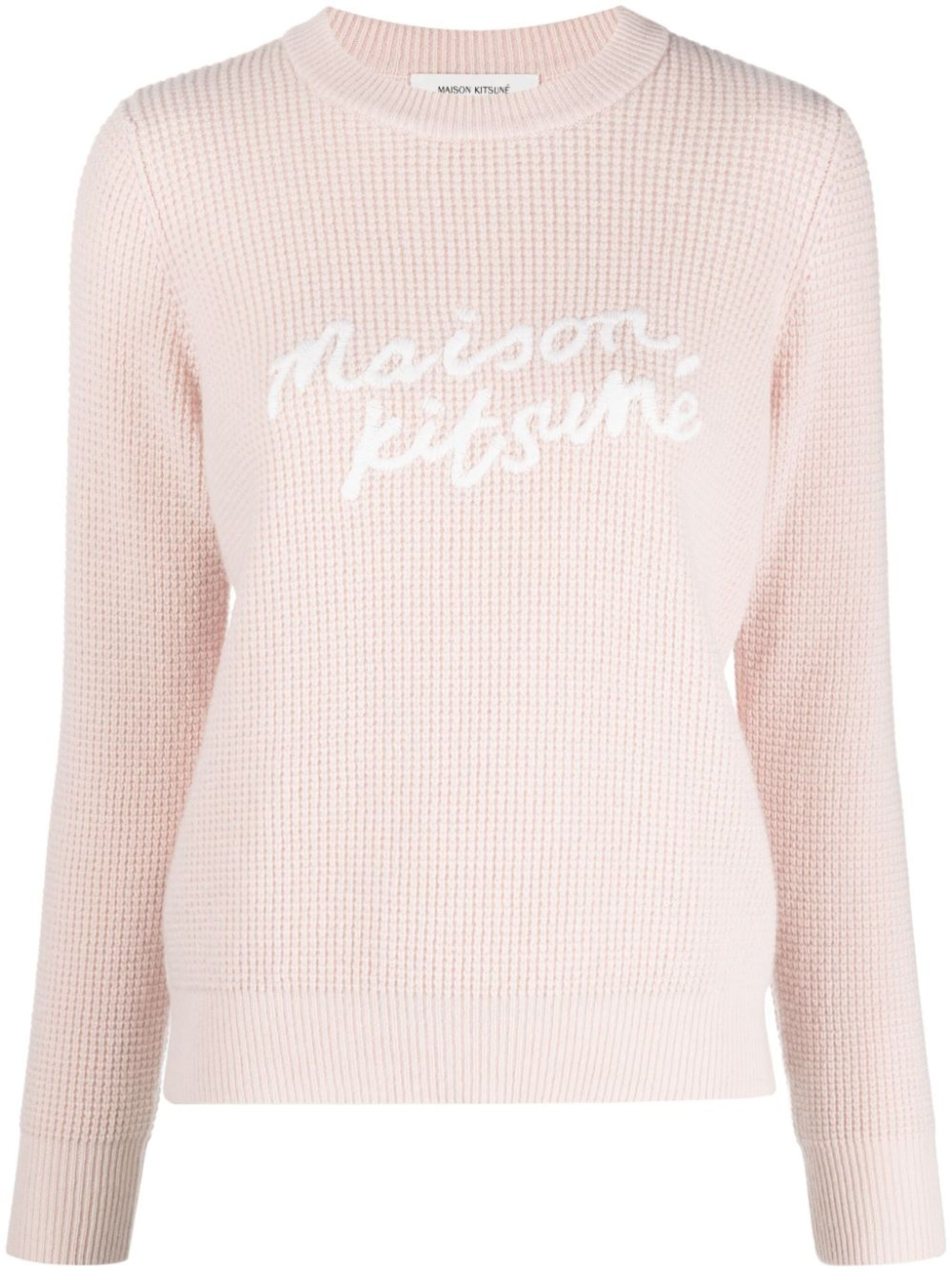 logo-embroidered waffle-knit jumper - 1