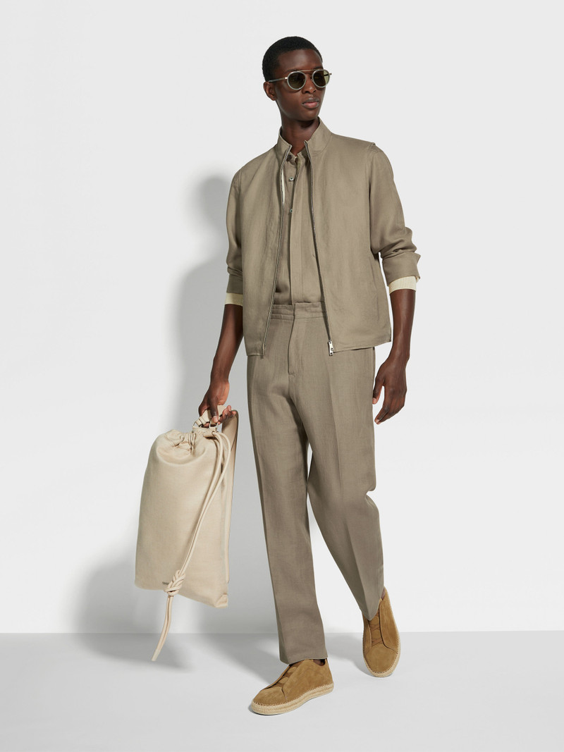 OLIVE GREEN OASI LINO PANTS 3