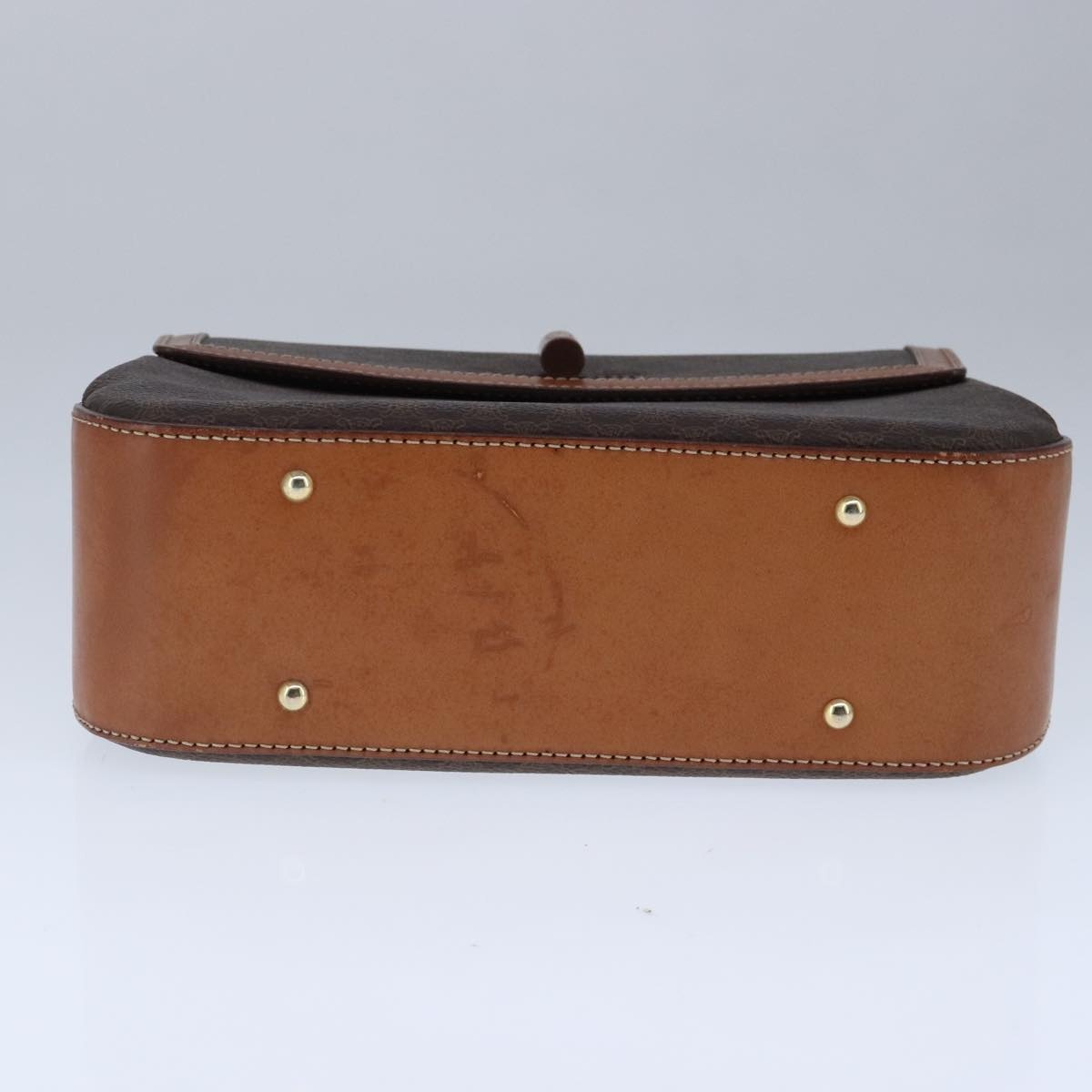 CELINE Macadam Canvas Hand Bag Pvc Leather Brown Gold - 9