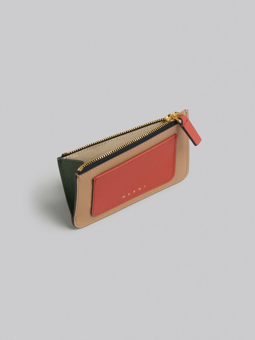 BROWN MULTICOLOUR SAFFIANO LEATHER CARD CASE - 2