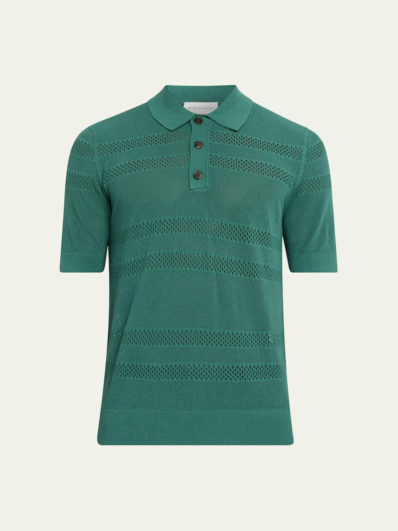 Men's Stripe Mesh Short-Sleeve Shirt 1