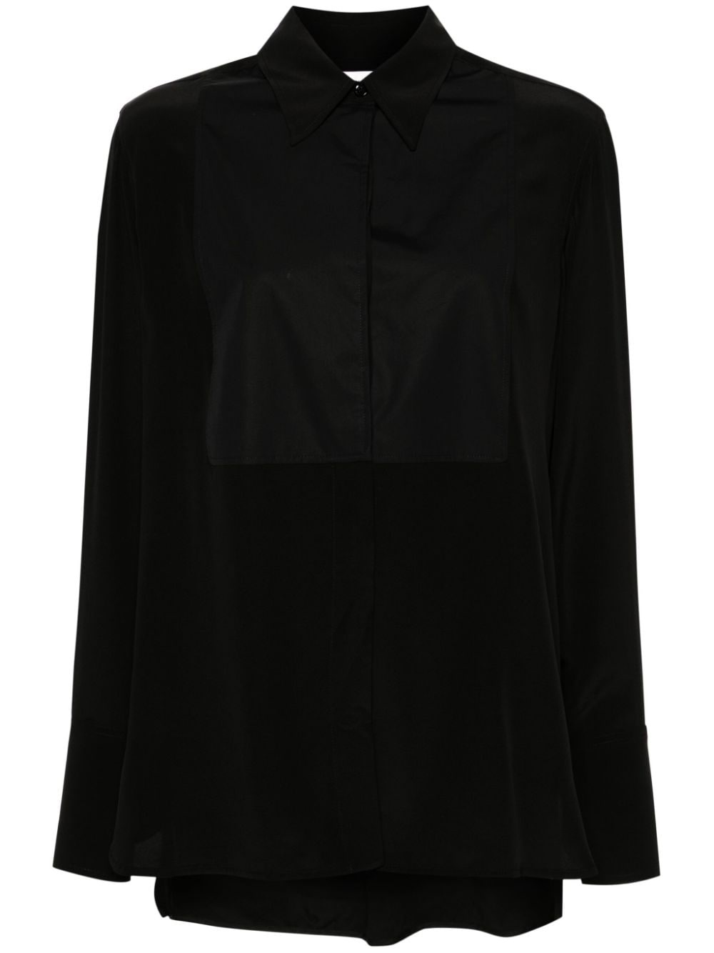 panel-detail silk shirt - 1