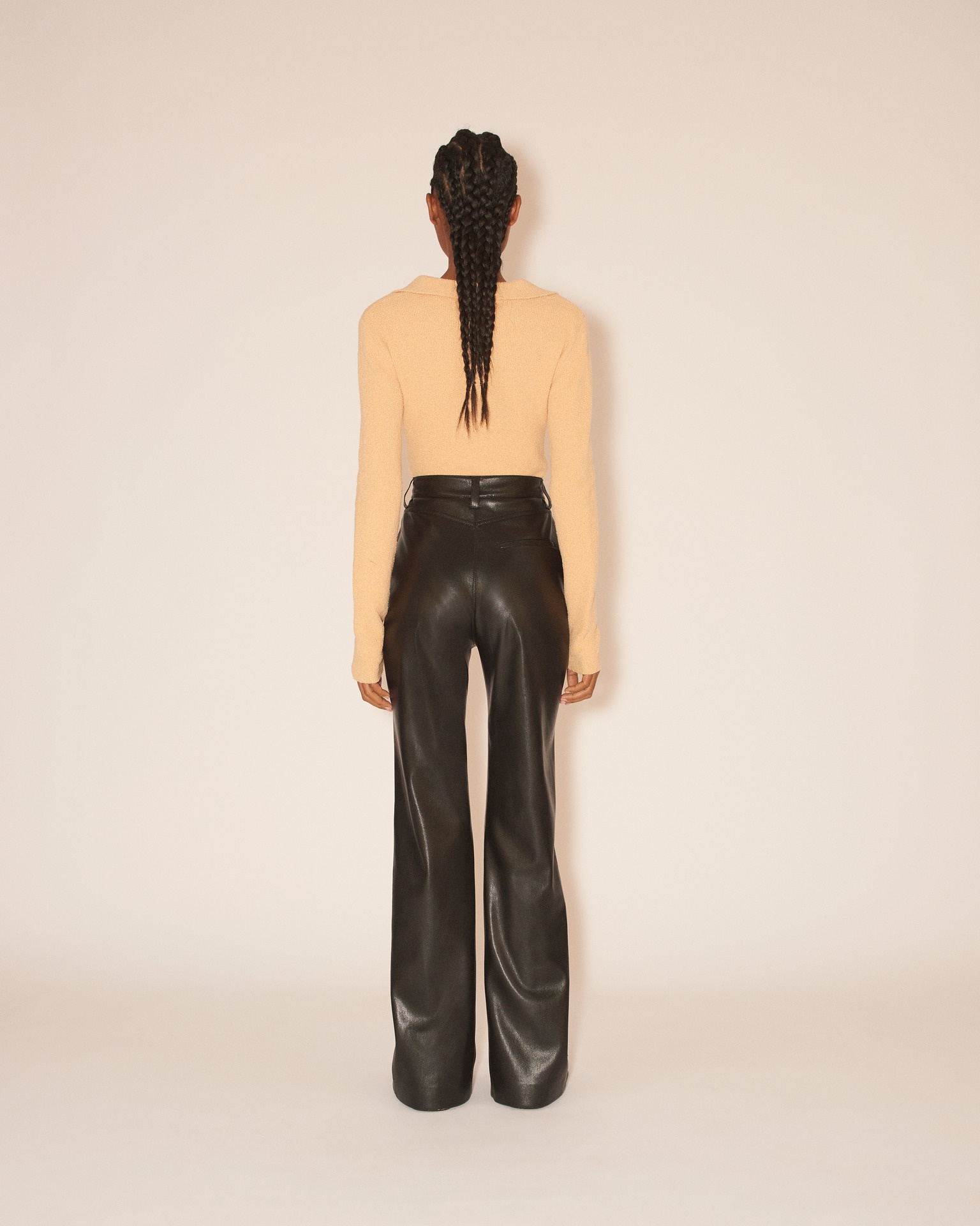 MASA - Split front OKOBOR™ alt-leather slim leg pants - Black - 5