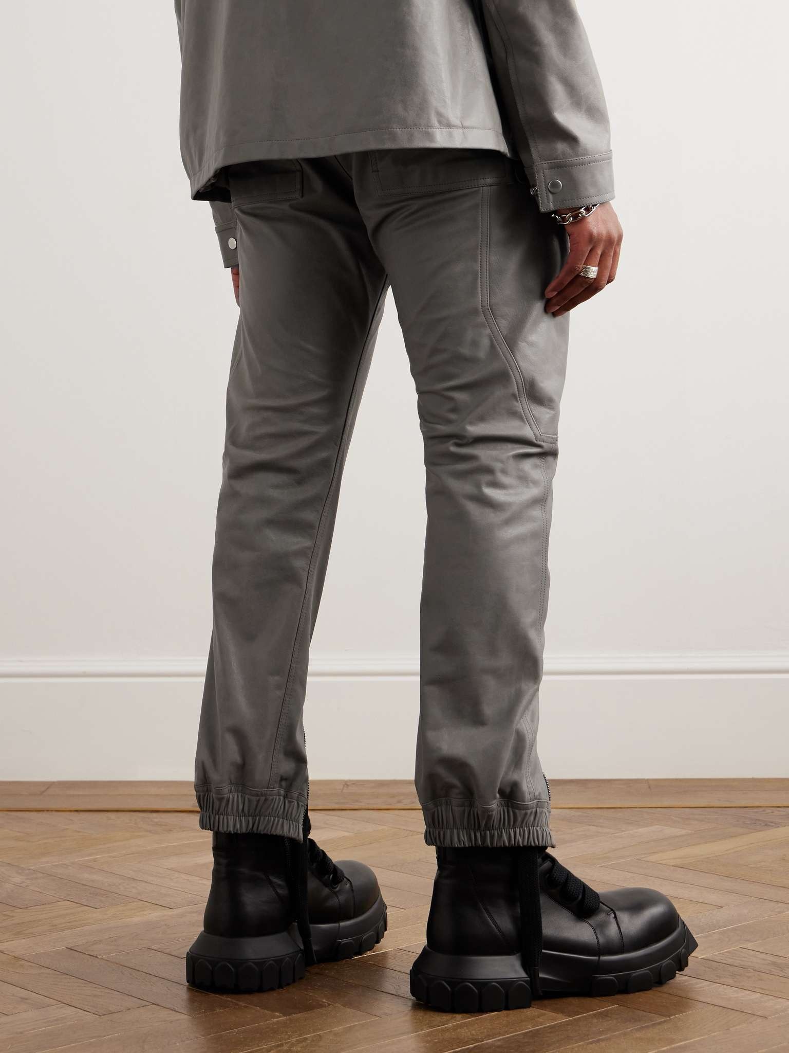 Bauhaus Tapered Leather Cargo Drawstring Trousers - 4