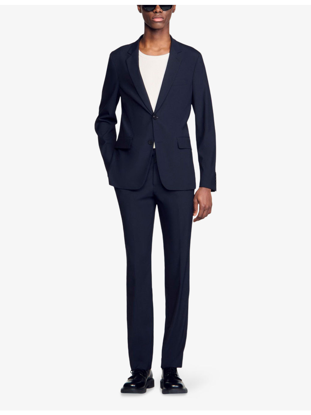 Lapel-Collar Slim-Fit Stretch Wool-Blend Blazer - 2