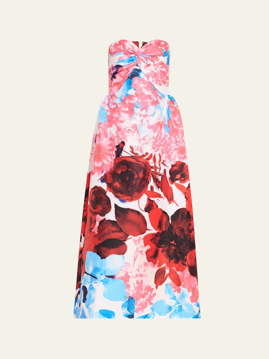 Rose Garden Strapless Taffeta Dress - 1