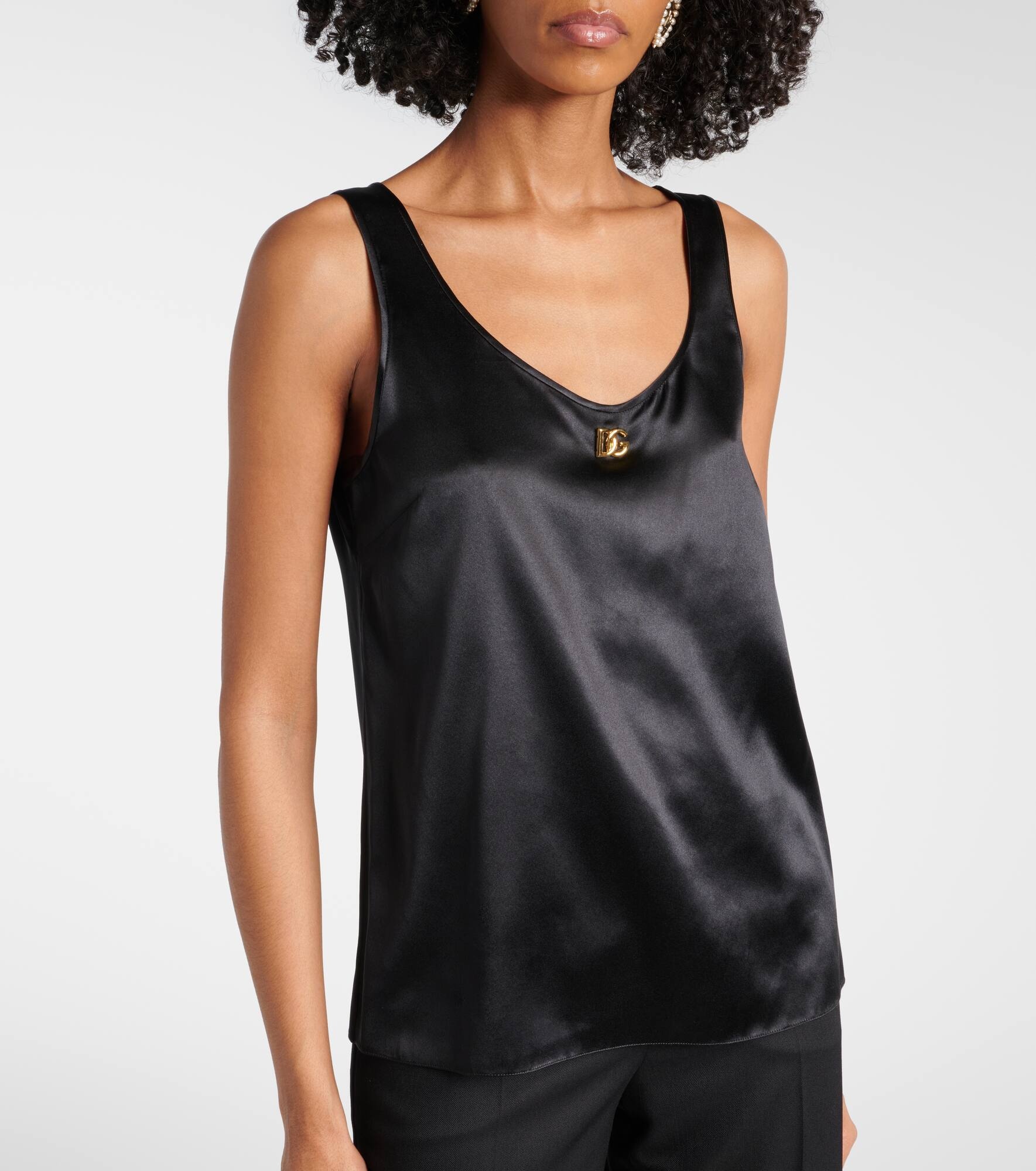 DG silk-blend satin tank top - 5