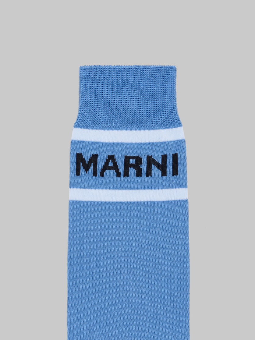 INDIGO COTTON SOCKS WITH LOGO CUFFS - 3