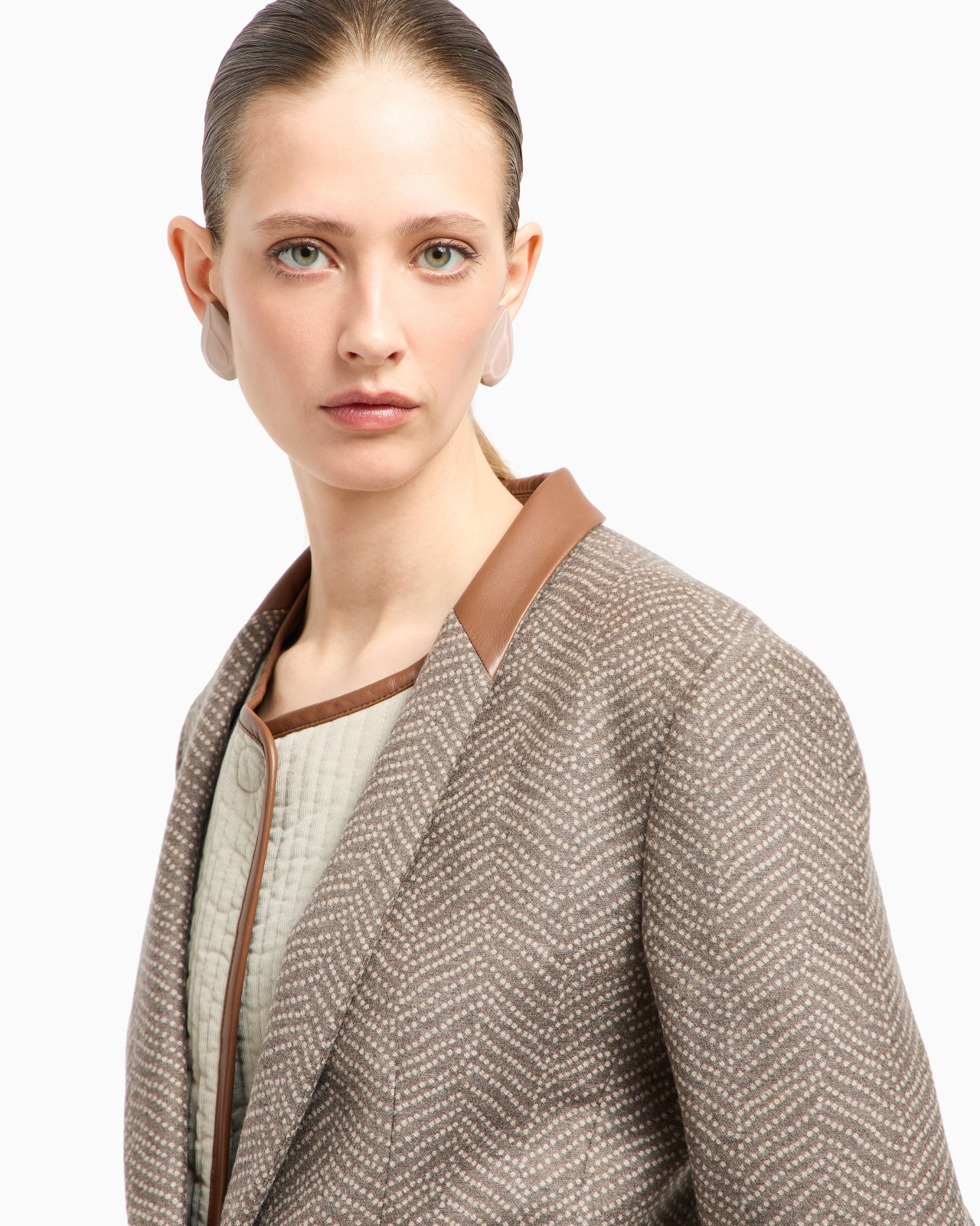 ASV SINGLE-BREASTED JACKET IN CHEVRON JACQUARD VIRGIN WOOL AND CASHMERE - 5