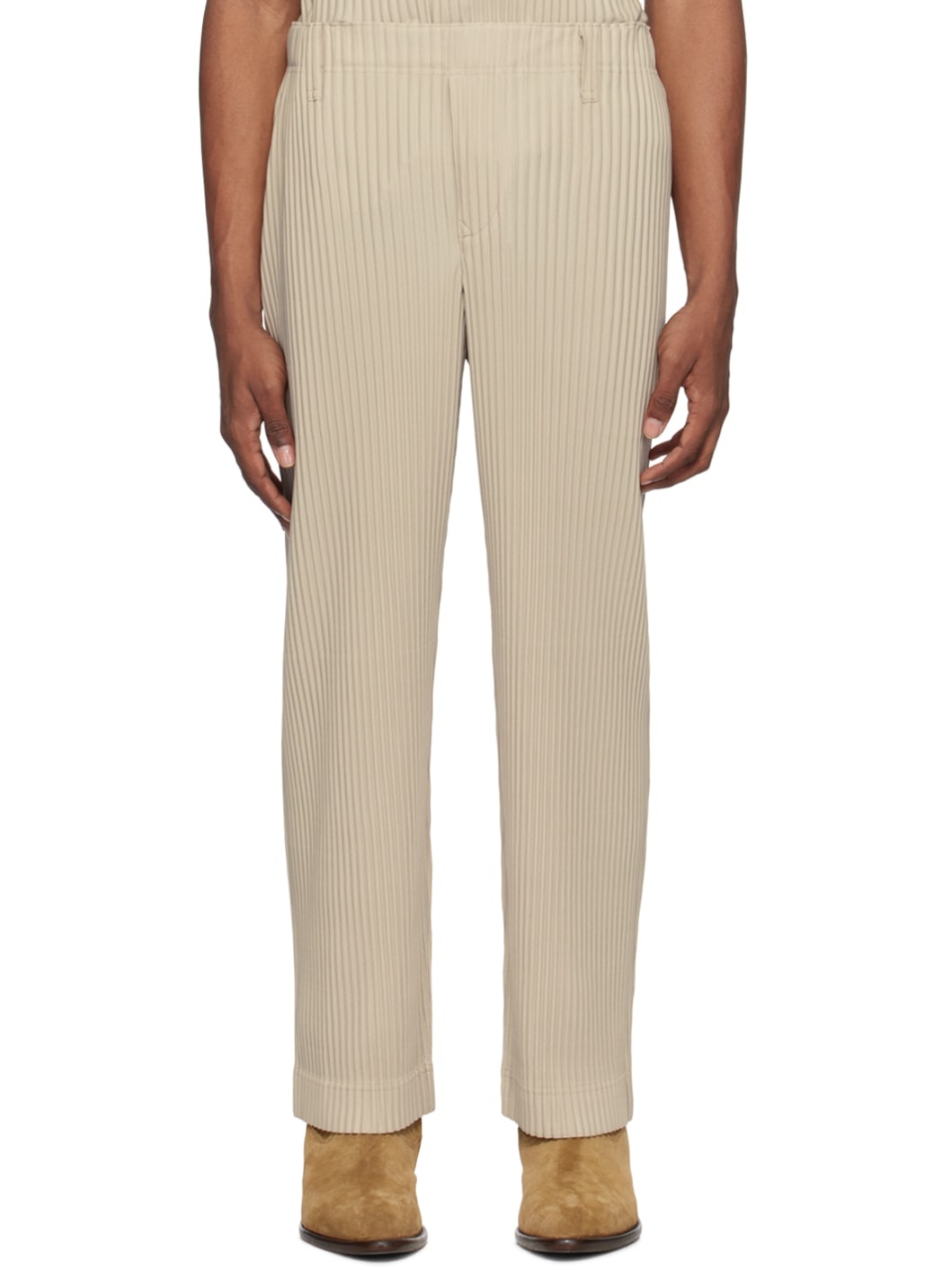 Tan Color Pleats Trousers - 1