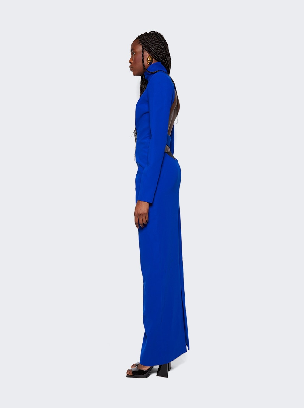 High Neck Backless Dress Blue - 3