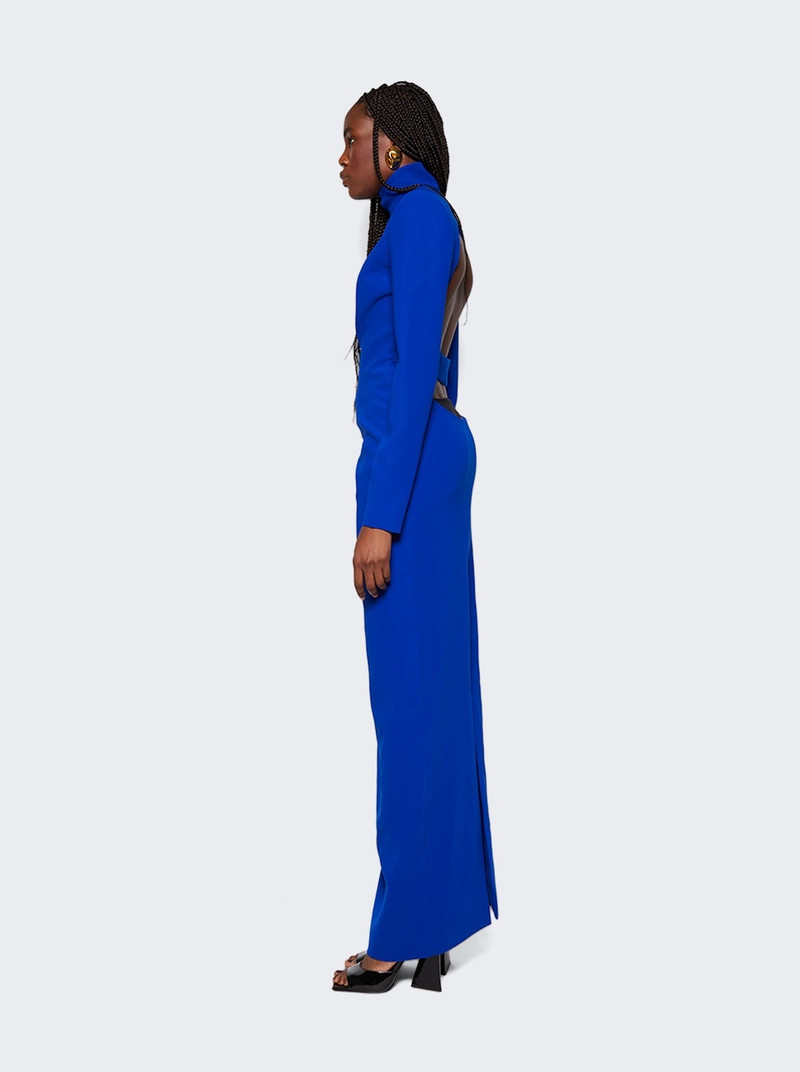 High Neck Backless Dress Blue 3