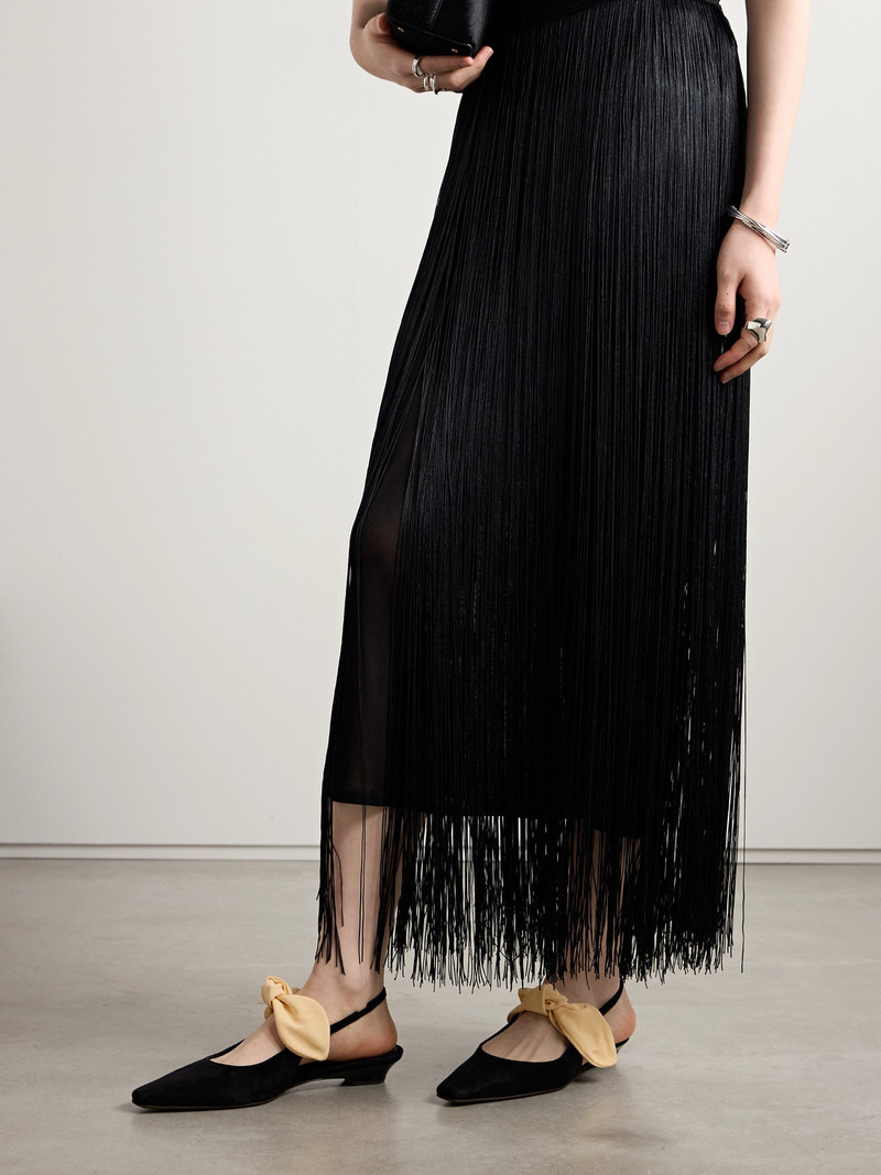 NEOUS Uba Bow-embellished Faille And Suede Slingback Flats outlook