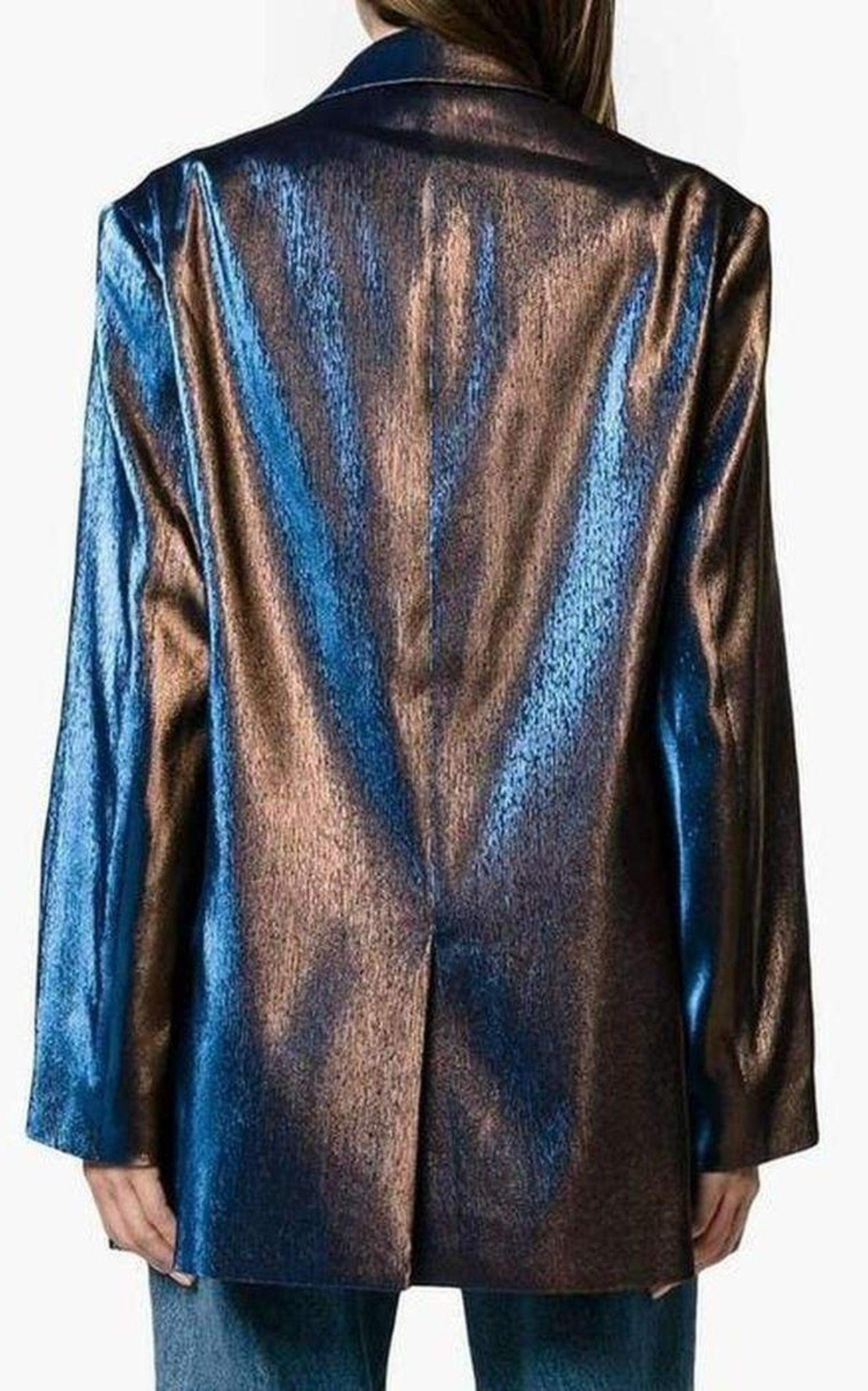 Two-Tone Lamé Blazer - 4
