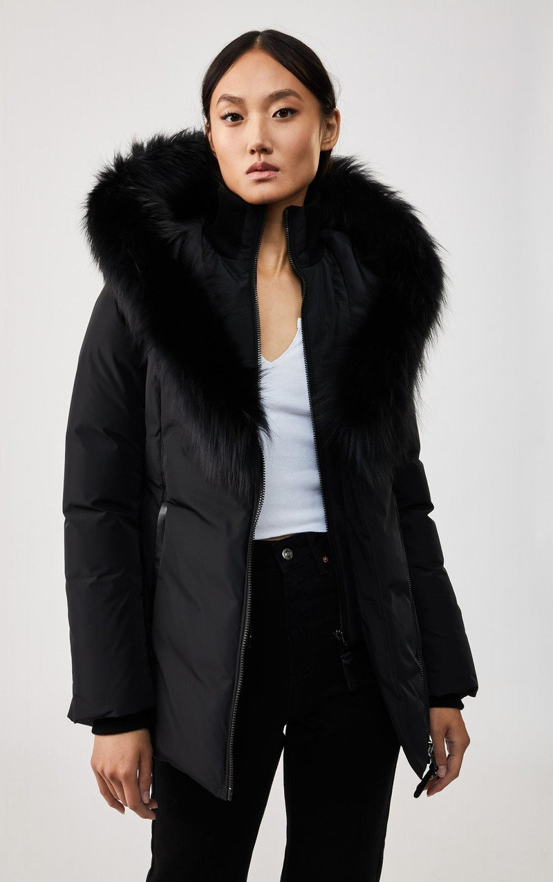 ADALI down coat with signature silverfox fur collar 3