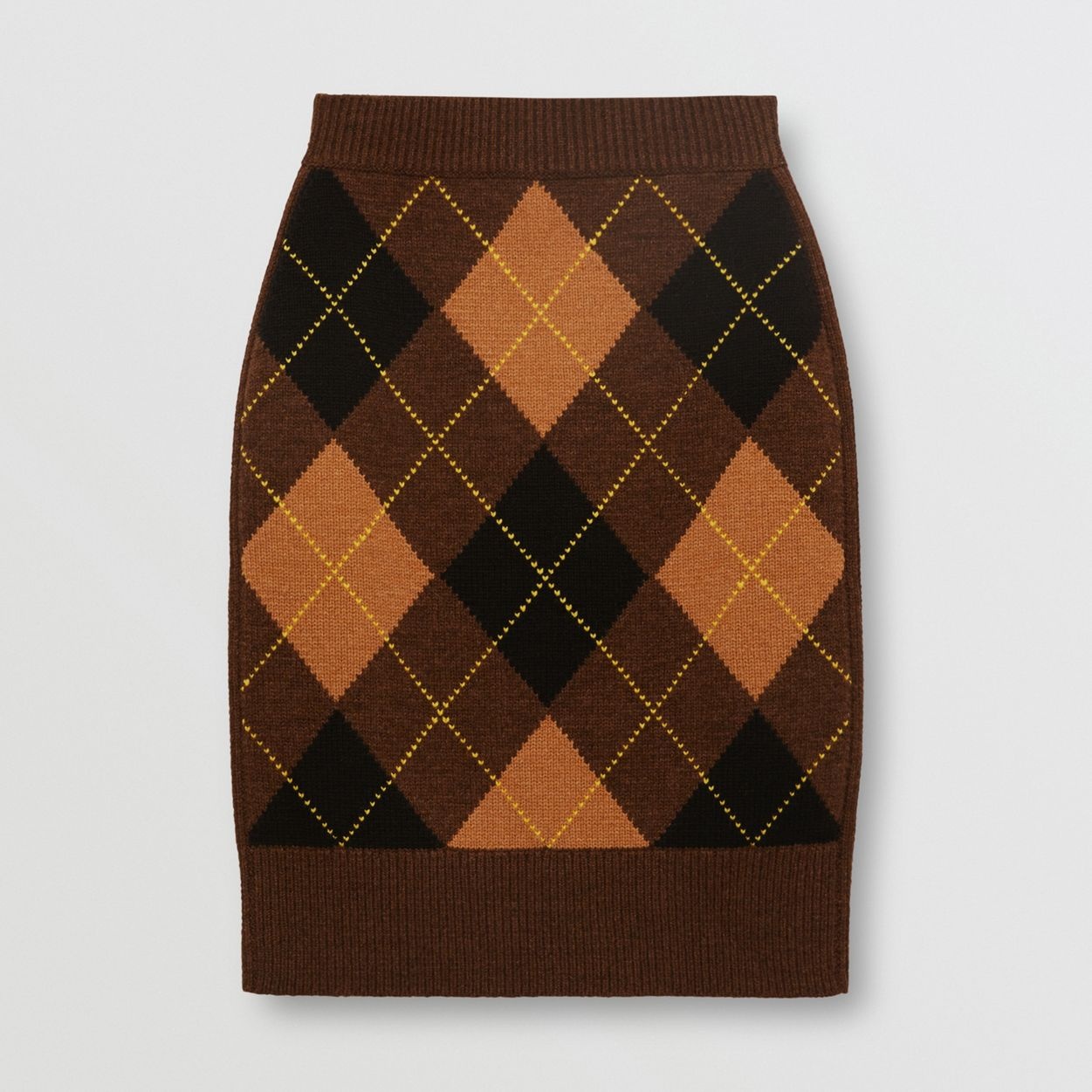 Argyle Intarsia Wool Cashmere Pencil Skirt - 1