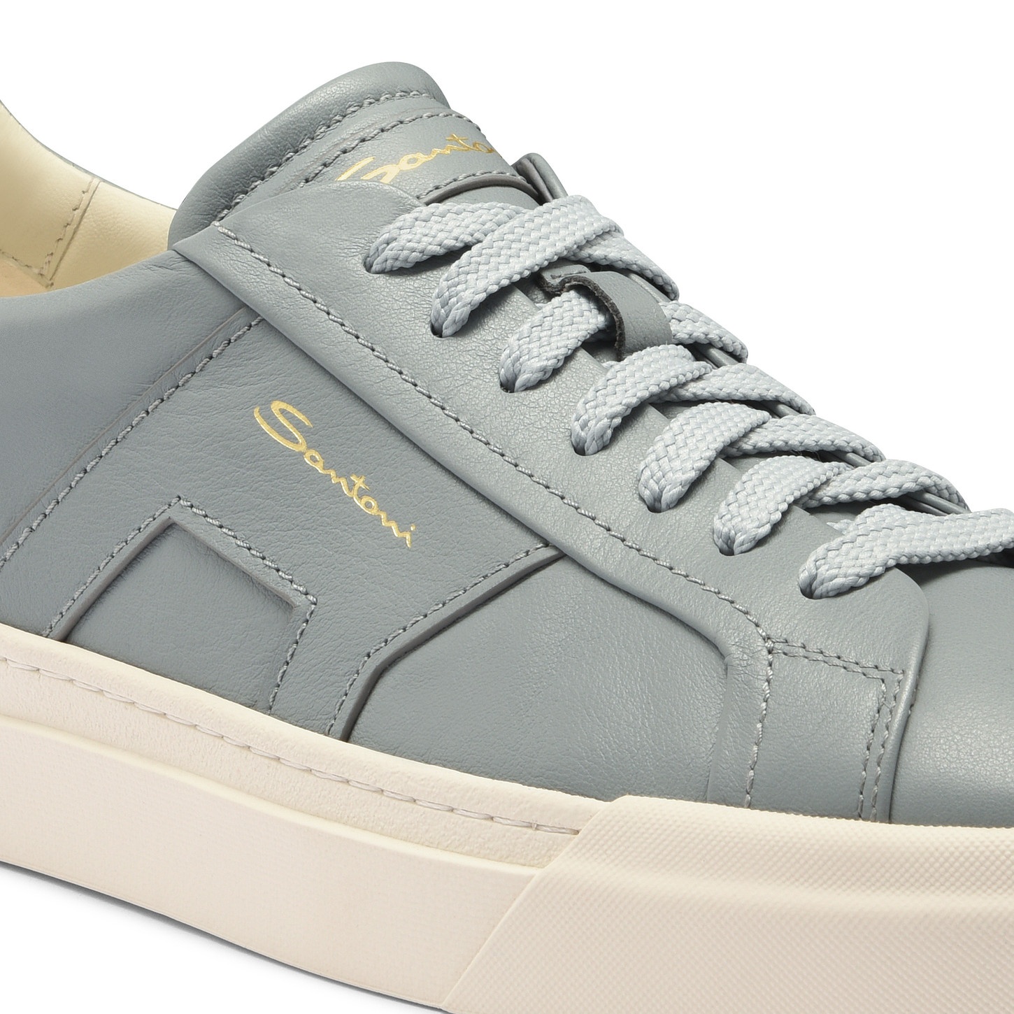 Men's light blue leather Double Buckle Sneaker - 5