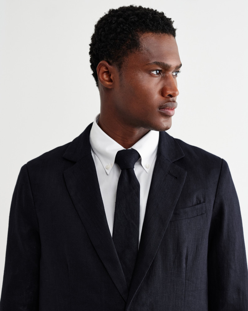 Wax London Pavillion - Navy Linen Tie outlook