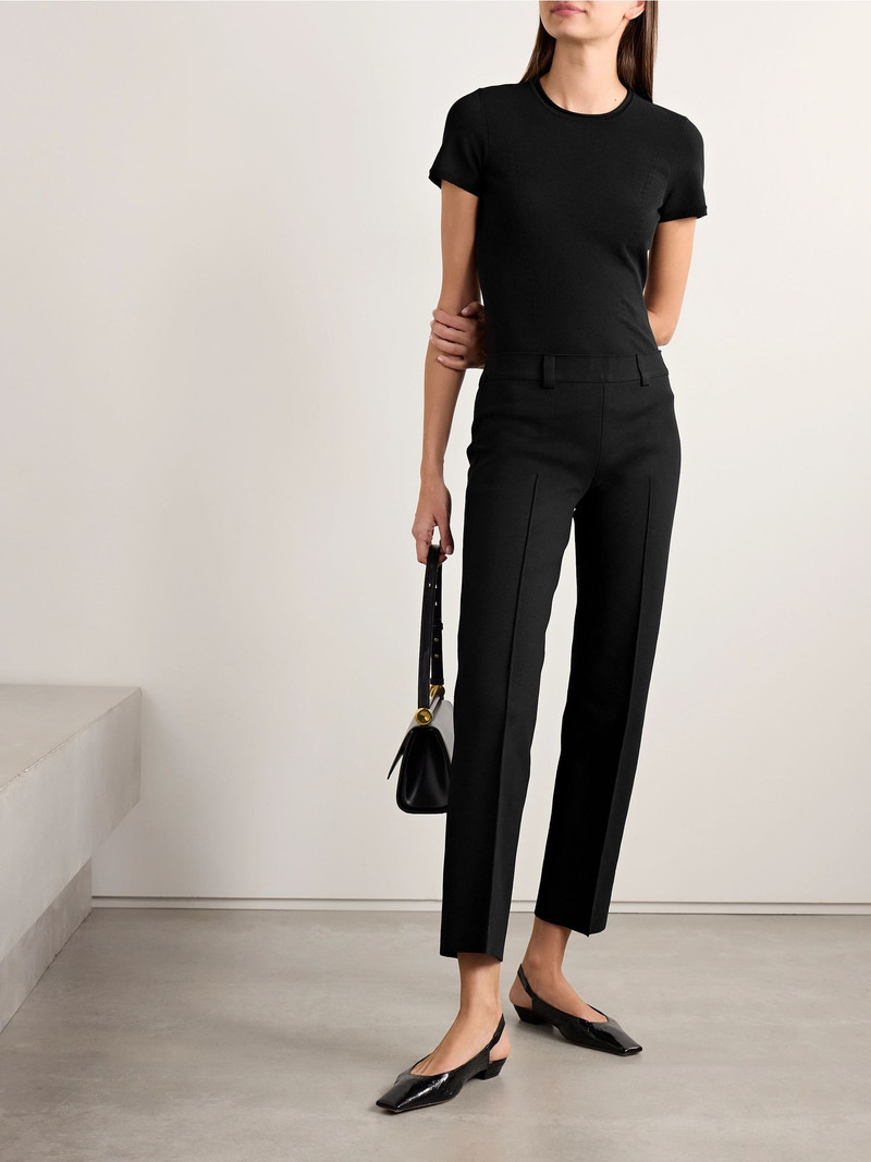 HIGH SPORT Nat cotton-blend jacquard-knit top Black outlook