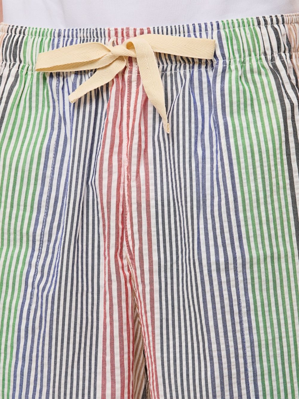 striped-pattern seersucker-texture shorts - 4