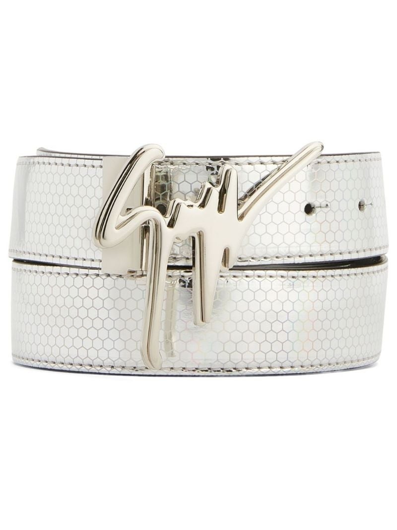 Signature buckle geometric-print belt - 1