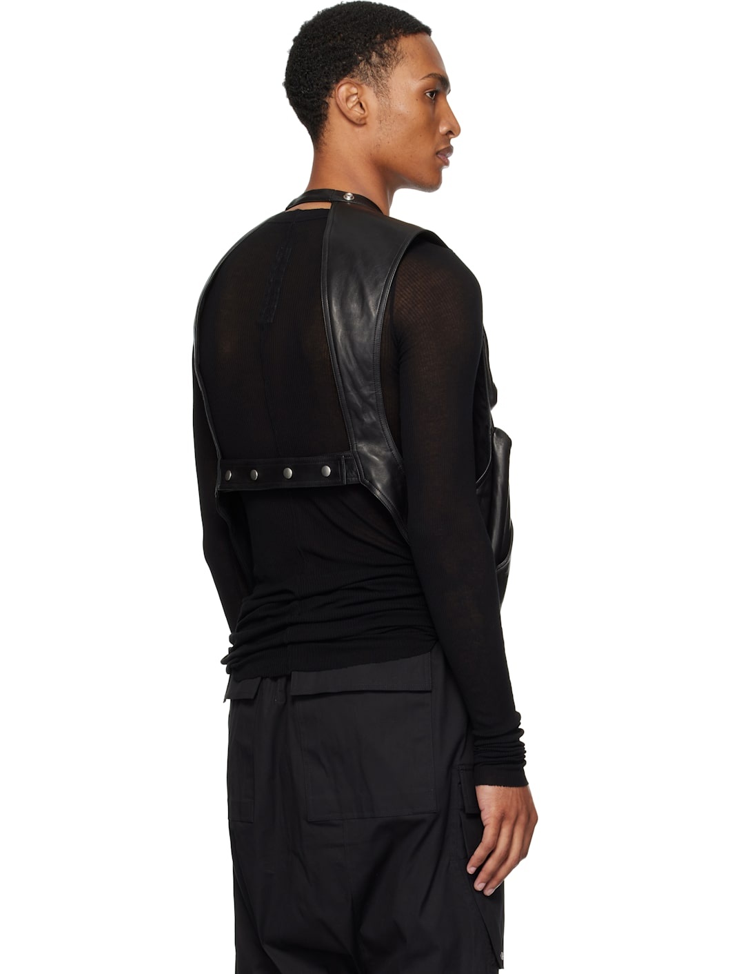Black Concordians Cargo Leather Vest - 3