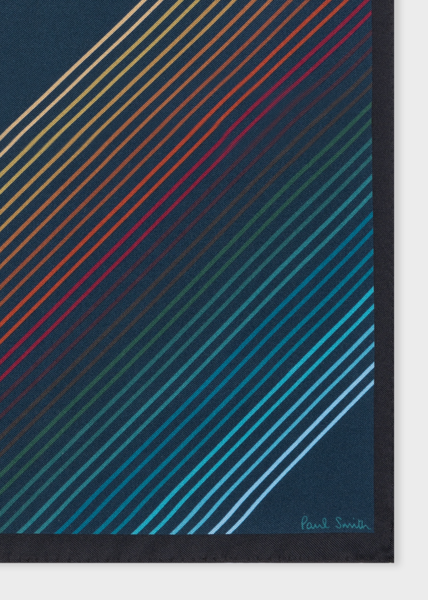 Navy Silk Gradient 'Signature Stripe' Pocket Square - 3